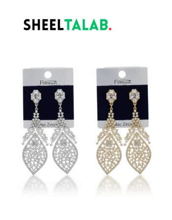 Luxury Leaf-Shaped Cubic Zircon Tassel Drop Earrings
